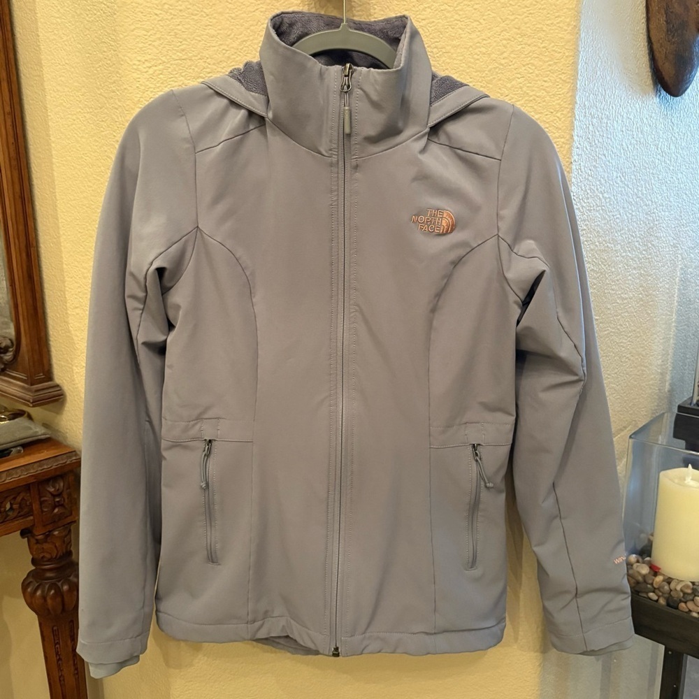 The North Face Women Light Lilac Windwall Fleece Lined Hoodie Jacket Size Small